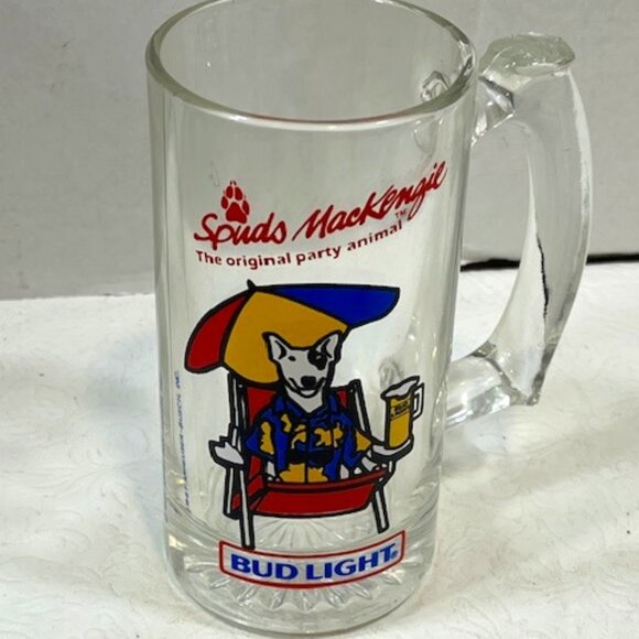 VTG 1987 Spuds Mackenzie The Original Party Animal 5.8" Glass Beer Mug 12 oz - Picture 6 of 9